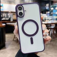 1pc Strong Magnetic Adsorption! A Luxury High-Quality Acrylic Transparent Magnetic Phone Case, With Wireless Charging Instant Adsorption Function Protective Cover, Daily Use Phone Case, Fashion Protection, Minimalist Design, Perfect Gift For Friends And Family, Compatible With 17/17Pro/17ProMax/16/16Plus/16Pro/16ProMax/15ProMax/14/14Pro/14ProMax, 13/13Pro/13ProMax/12/12Pro/12ProMax - Purple - View 6