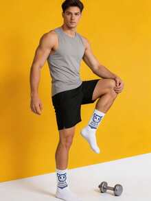 1/5 Pairs Random Men's Mid-Calf Socks, Ins Style, Breathable Sweat-Absorbent Basketball Socks For Students And Young People - Multicolor - View 4