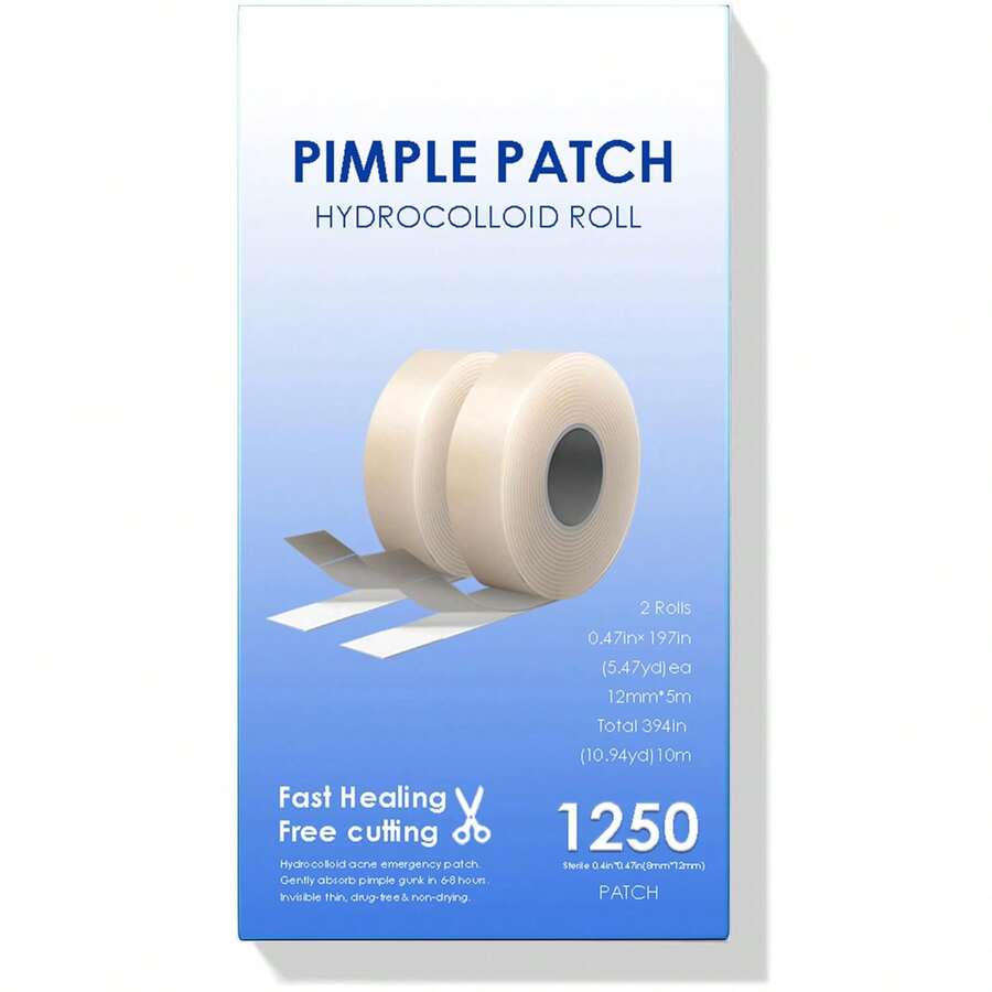 Pimple Patches For Face (1250 Count), Cut-To-Size Hydrocolloid Roll Tape - Pimple Patch Pimple Stickers - Absorb Gunk &Amp; Fast Healing - Acne Pimple Patches For Face - Zit Patches - For All Size Acne - 白色 - 查看 1