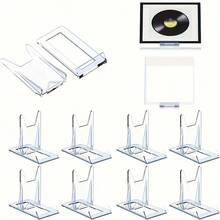 2/4/6PCS Support d'affichage en acrylique réglable, convient pour les assiettes, les portefeuilles, les pochettes, les photos, les assiettes, les livres, les consoles portables Game Boy et les manettes, les cartes, les cadres photo, pour la collection d'art, les fournitures de bureau à domicile et les décorations de fête - transparent - Voir 2