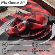 Buffalo Check - Servilletas para cena, juego de 4 linos - Rojo/black - Ver 6