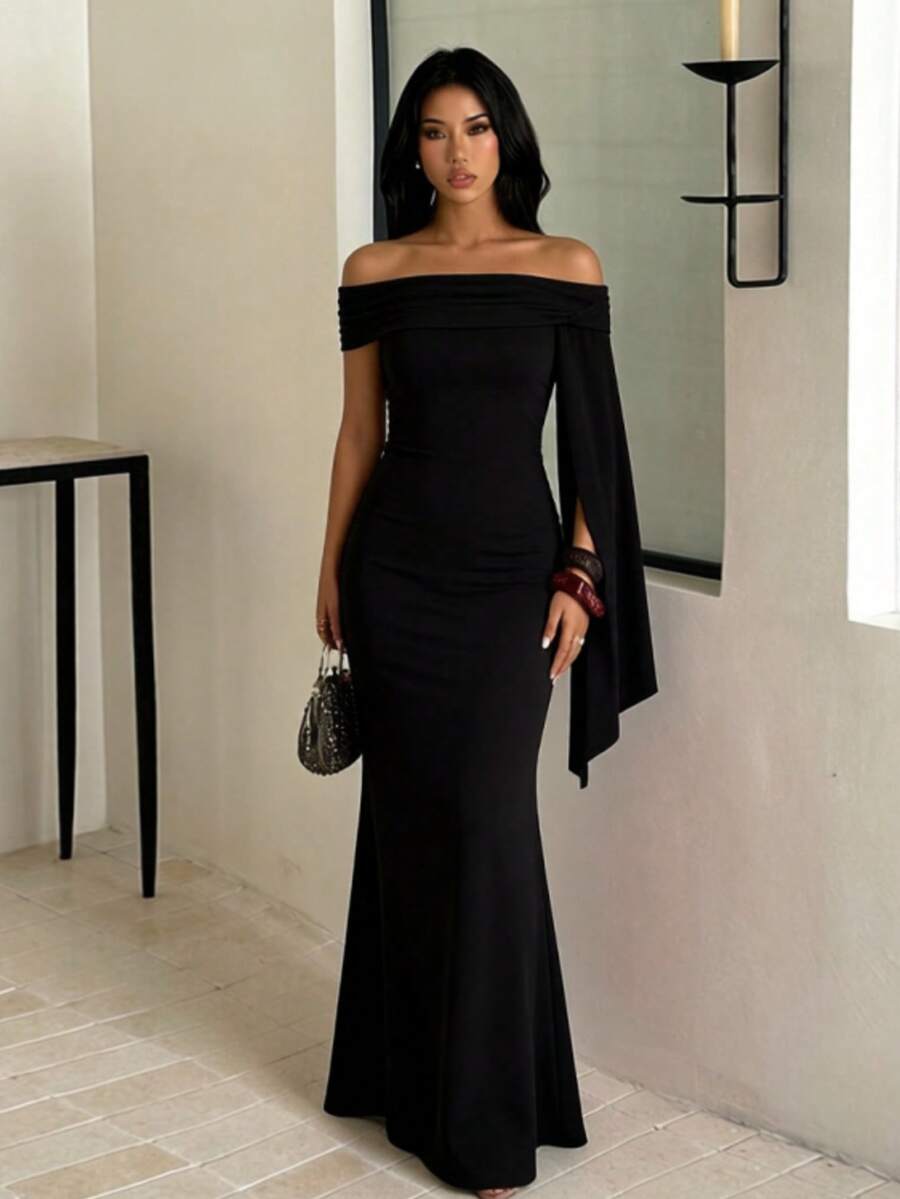 Women's Elegant Sexy Backless Knit Dress, Suitable For Beach, Night Date, Festivals, Parties, Vacation, Formal Occasions - Black - View 1
