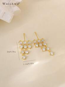 14k Gold Plated Earrings For Women,Delicate Multi-Layer Circul Zirconia Pendant Earrings Accessories,Hypoallergenic For Women Fashion Accessories - Gold - View 5