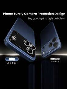 CASECOPS 2pcs Shiny Diamond Camera Lens Protector Stickers, Black (Original Color), High Definition Quality, Anti-Drop Anti-Scratch, Compatible With IPhone 17 Pro/17 Pro Max - Black - View 2