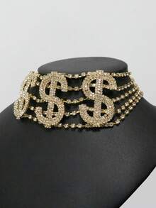 1件時尚字母「NASTY」水鑽項鍊，性感女款派對珠寶飾品 - 金色 - 查看 4