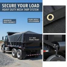 [Free Shipping] PVC Coated Netting Cover 7 X 18 Ft For Debris Hauling Waste Transport Gravel Delivery, 5.5 Inch 18oz Double Pocket Brass Grommets Reinforced Double Needle Stitch Webbing Manual Electric Dump Truck System Accessory-XY321179 - Default0 - View 1