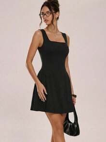 Sleeveless Backless Fitted Dress 2026 Summer - 黑色 - 查看 8