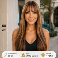 Long, Straight Wig With Bangs - Heat-Resistant Fiber, Suitable For Daily Use, 60 Cm, 280 G, KAYANE - Dark Brown - View 2