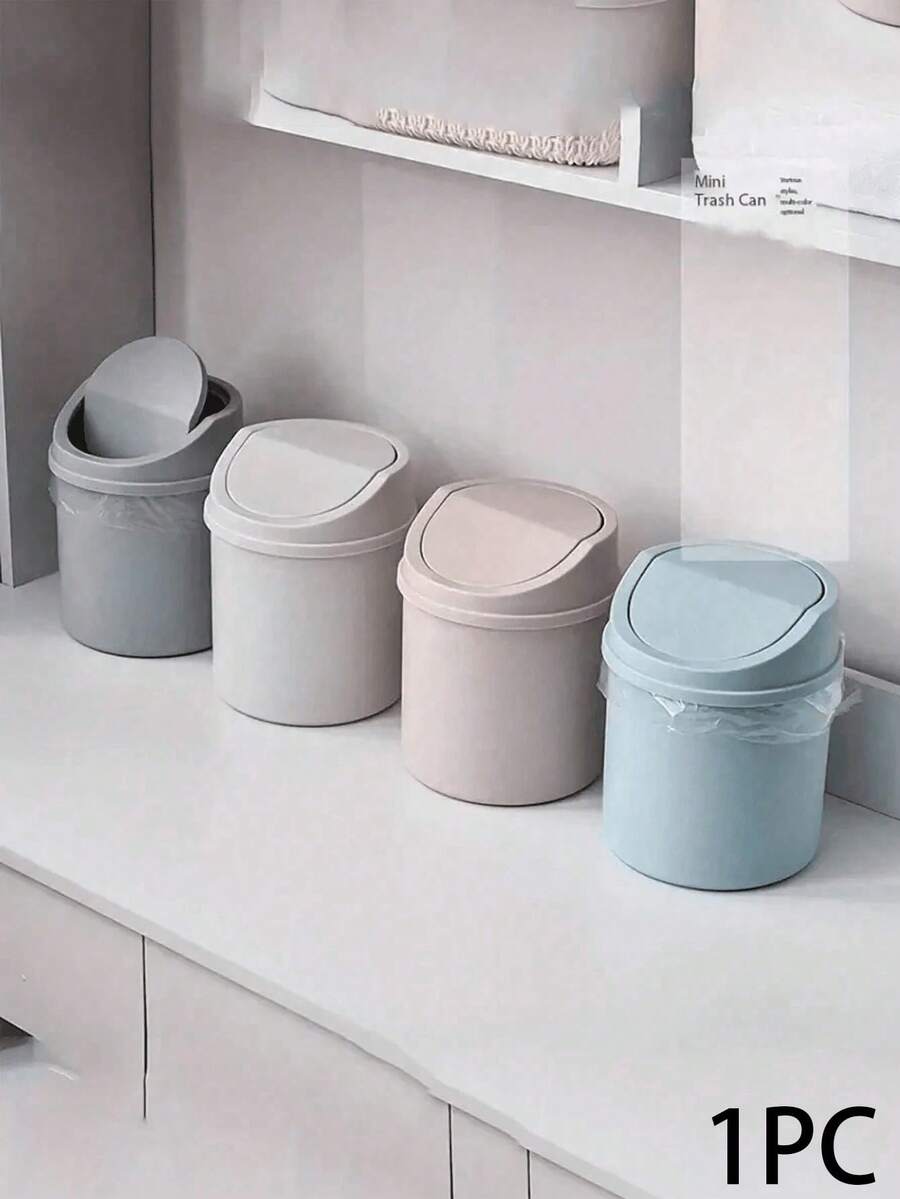 Tempat Sampah Kecil dengan Tutup, Keranjang Sampah Plastik untuk Meja, Desain Tutup Flip untuk Mencegah Bau Bocor, Cocok untuk Kamar Mandi, Meja Kantor Rumah, Meja Kopi, Kantor, Ruang Tamu, Ruang Belajar - MultiWarna - View 1