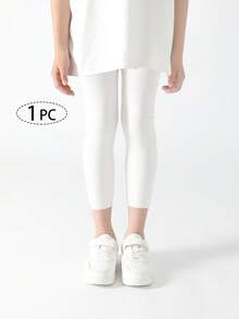 2/1 双女童紧身裤，儿童紧身裤，婴幼儿短款紧身裤，竖条纹，黑色，白色，纯色，多色，轻盈春夏季，简约时尚，适合日常穿着，柔软舒适的紧身裤，可搭配短袖，返校季，休闲百搭，学生，新学期，返校，教室 - 彩色 - 查看 15