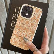1 buah Casing Ponsel TPU Motif Bunga Oranye Hangat dan Kacang Mete, Kompatibel dengan iPhone 17 Pro Max/17/16 Pro Max/15/13/12/11/ S20 FE/A15/S24/A55/ Note 11/Note 12/Note 13 Pro, Perlindungan Penuh, Tahan Guncangan, Lembut, dan Lembut - Putih - View 3