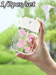 1/2pcs/Set Pink Bow Portable Card-Style Spray Bottle - Transparent, Refillable Spray Bottle, Perfect For Travel; Suitable For Perfume, Toner And Liquid Cosmetics; Essential Empty Container For Commuting Women, Travel Accessory, And Her Gift - Multicolor - View 4