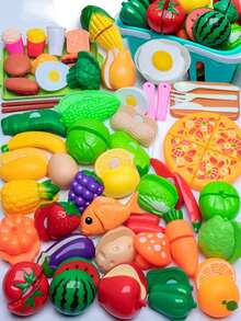 Children's Small Kitchen Toy Set Pink Girls Pretend Play Cooking Cooking Utensils Baby Simulation Fruit Vegetable Cutting Kitchenware - Pink - View 7