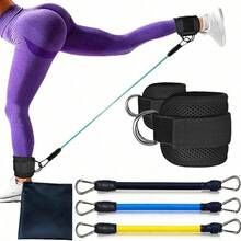 6pcs Set - Resistance Band Set With Ankle Straps, Padded Fitness Ankle Straps, Hip And Leg Workout Equipment For Women, Adjustable Wrist Cuff And Shoulder Strap For Hip Kick, D-Ring Compatible With Cable Machine Gym Foot Training Support - Multicolor - View 13