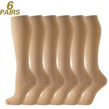 1/3/4/6/8 Pairs Black Beige White Blue Grey Sports Running Cycling Compression Socks, Unisex Circulation Running Nurse Socks - Multicolor - View 63