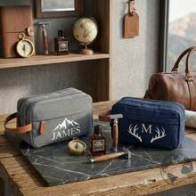Personalized Canvas Toiletry Bag, Groomsman Gift, Travel Accessory, Letter Embroidered Makeup Bag - Multicolor - View 4