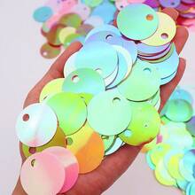 20g 58pcs Flat Round Loose Sequins 30mm Large Hole Sequin 3cm Bulk Embroidery Craft Sequin Colorful PVC Iridescent Applique For Garment Jewelry Making DIY Sewing Accessories, Aesthetic - 20 Grams - View 33