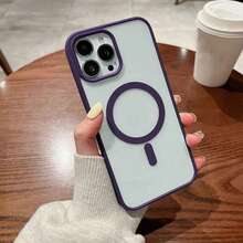 1pc Strong Magnetic Adsorption! A Luxury High-Quality Acrylic Transparent Magnetic Phone Case, With Wireless Charging Instant Adsorption Function Protective Cover, Daily Use Phone Case, Fashion Protection, Minimalist Design, Perfect Gift For Friends And Family, Compatible With 17/17Pro/17ProMax/16/16Plus/16Pro/16ProMax/15ProMax/14/14Pro/14ProMax, 13/13Pro/13ProMax/12/12Pro/12ProMax - Purple - View 7