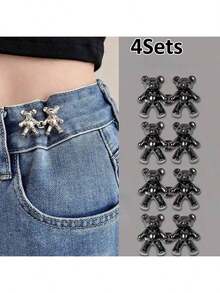1/4 Set Star-Shaped Detachable Belt Buckle, Adjustable Waist Clip, Suitable For Jeans, Skirts, Pants, Street Style Clothing - Multicolor - View 21
