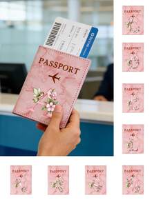 粉色护照夹，饰有小精灵字母 A-Z，PU 皮革旅行护照套，男女通用 RFID 复古商务护照钱包，多功能便携轻巧易清洁设计，适合日常通勤、机场使用，是生日、节日、聚会、母亲节、度假、婚礼、毕业典礼等场合送给家人、朋友、爱人的独特礼物。 - 彩色 - 查看 3