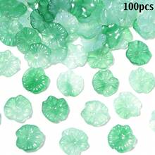 100顆壓克力3D蓮葉珠，直孔散珠，DIY手工耳環、頭飾、手鍊、項鍊配件材料，居家裝飾飾品、吊飾、鑰匙圈、手機鍊手工配件 - 彩色 - 查看 9