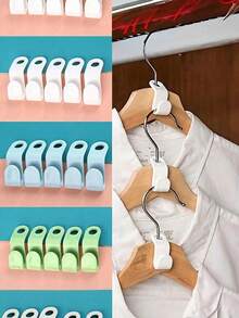 Small Hanger Suitable For Connecting Hooks Inside Wardrobe, Stackable Plastic Wardrobe Cap Rack, Thickened Plastic Connecting Hanger Clip, Suitable For Various Types Of Hangers. Used For Organizing And Connecting Hangers Inside Wardrobe, Stackable. Smooth Craftsmanship, Made Of New PP Material. Suitable For Holidays, Summer And Travel. - White - View 2