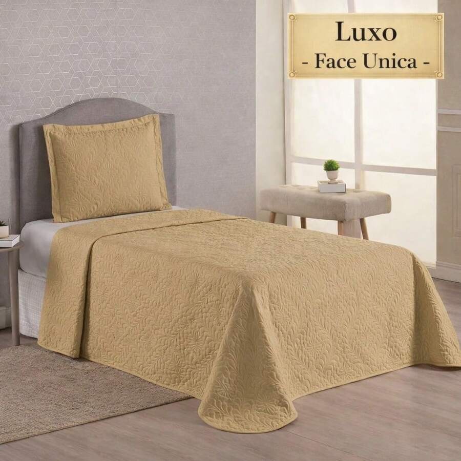 Luxury Single Bedspread, One-Sided, 2 Pieces, Ultrasonic Quilting, 11 Colors Available - Hazelnut - View 1