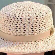1pc French Style Flat Top Straw Hat Summer Outdoor Travel Face-Slimming Sun Hat Fashionable Sun Protection Hat - Multicolor - View 6
