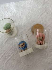 1pc New Cartoon Style Scented Candle Cup (Height 8.5cm/3.34in), Creative Glass Cup Candle, Handmade Soy Wax, Smokeless Candle, Suitable For Home Decor, Living Room Decor, Bedroom Ornament Decor, Birthday Decor Candle, Gift, Souvenir, Party Decor Supplies, Graduation Season Gift, Candle, Candles, Decorative Candle, Bestfriend Gifts, Gift For Woman, Candles Home Decoration, Candles Cute, Jar Candles - Multicolor - View 7