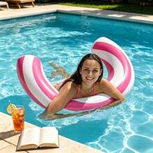 Adult Inflatable Floating Bar Swimming Aid Beach Floating Toy, Ins Style Striped Inflatable Floating Stick, Beach Vacation Slouchy Floating Device, Pool Photography And Water Play Dual Use - U-shaped Swimming Stick - View 3
