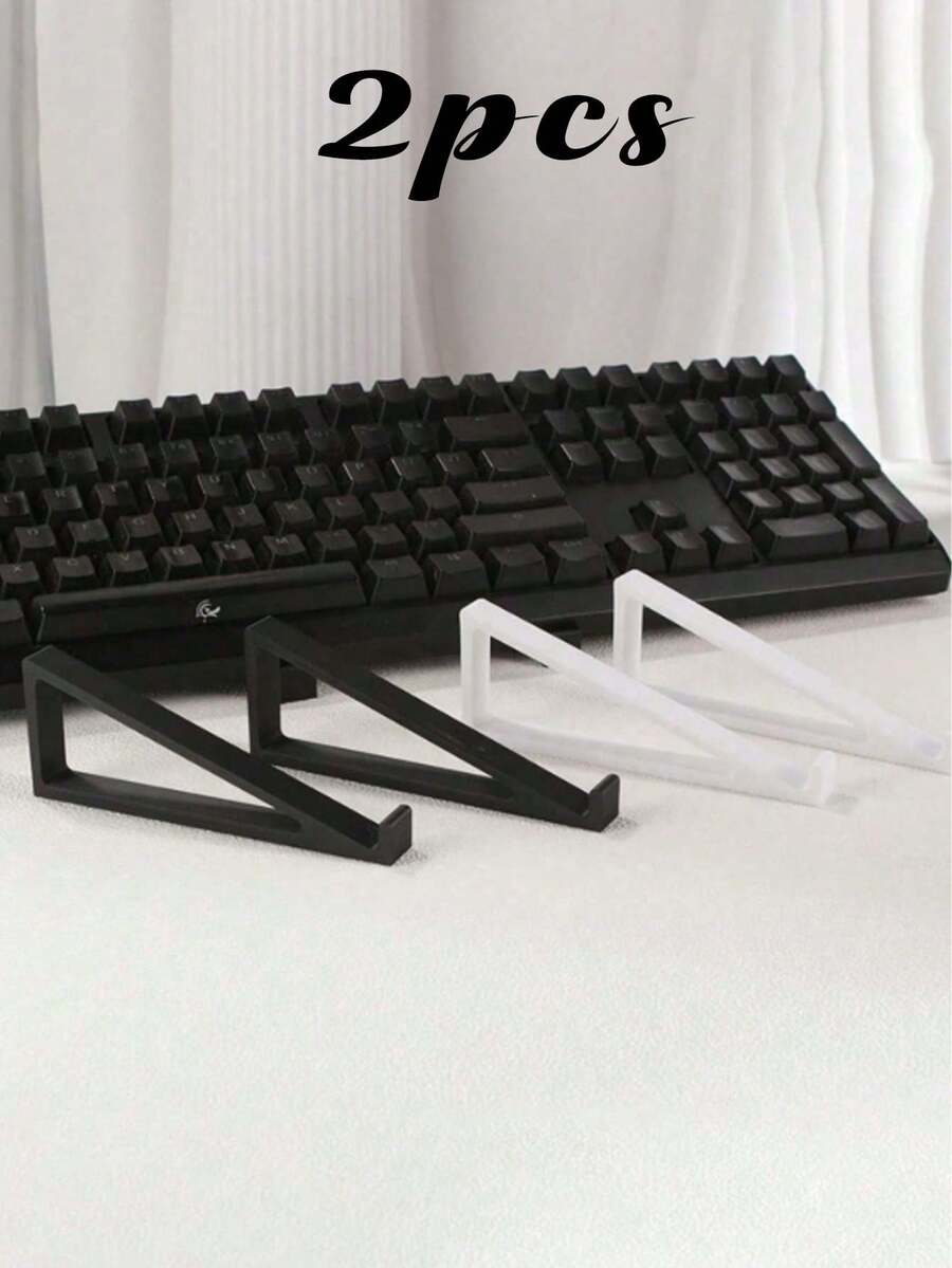 2pcs Space-Saving Keyboard Stand, Ergonomic Keyboard Holder Suitable For Unused Keyboards, Adjustable 20° Angle, Non-Slip Base, Comfortable Typing Experience, Fits Most 104/106 Keys Keyboards, Office & Home Work Space Accessory, Durable - Multicolor - View 1