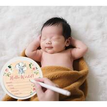 Hello World 木製女嬰出生公告牌，適用於醫院、新生兒姓名日期時間體重板，育嬰室拍照道具裝飾紀念品 - 彩色 - 查看 6