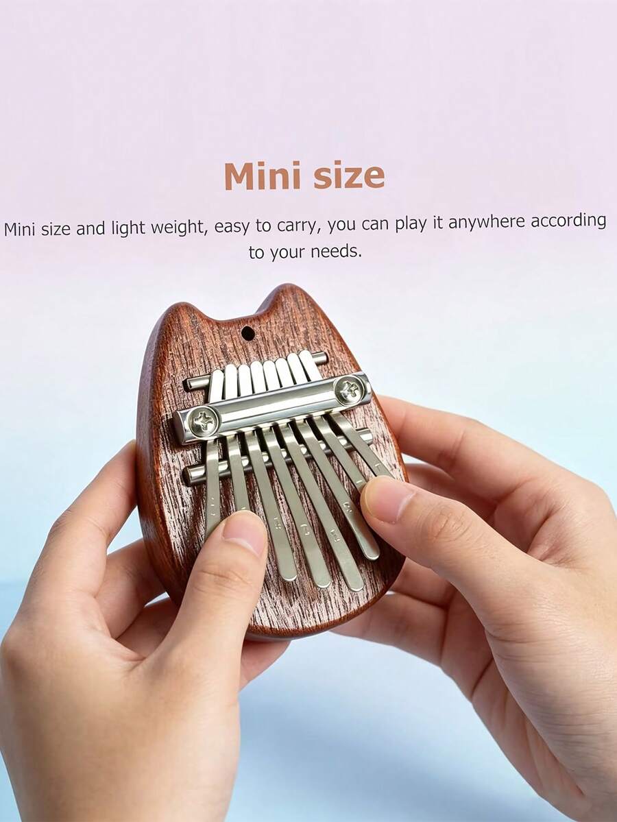 1 pieza Kalimba mini de gato de 8 teclas, exquisito piano de dedo pulgar marimba, accesorio musical colgante para regalo - Multicolor - Ver 1
