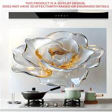 1pc Gold-Edged Rose Kitchen Sticker, PVC Sticker, Suitable For Holiday Decoration, Luxury Theme Kitchen, Elegant Style Pantry, High-End Restaurant Area 2D/Flat - A - View 6