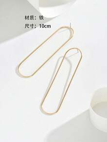 1 Cặp Bông tai dây sắt hình học giản dị tối giản, phong cách và sáng tạo - Vàng - Xem 5