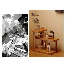 1 PC 2-Tier/3-Tier Desktop Makeup Organizer, Multi-Functional Storage Rack For Lipsticks, Cosmetics, Perfumes, Jewelry And Handicrafts - Suitable For Home, Bedroom, Kitchen Or Living Room Decor. Luxury Vanity, Perfume & Jewelry Storage Rack With Natural Texture, Fashionable Home Decor Item, Ideal Gift For Valentine's Day And Christmas, Suitable For Bedroom, Bathroom And Entryway - Multicolor - View 3