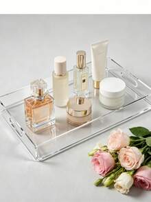 Clear Acrylic Tray With Handle, Acrylic Tray For Food, Drinks, Coffee Table Tray, Acrylic Makeup Organizer, Suitable For Fruit, Cookies, Desserts, Snacks - View 3
