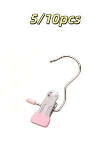 1/5/10pcs Premium Stainless Steel Clothes Clips, Adjustable Metal Pants Hangers With Clips, Portable Clothing Decorative Clips, Suitable For Home Storage, Home Decor, Room Decor, Travel Essentials And Back To School Essentials - Multicolor - View 13