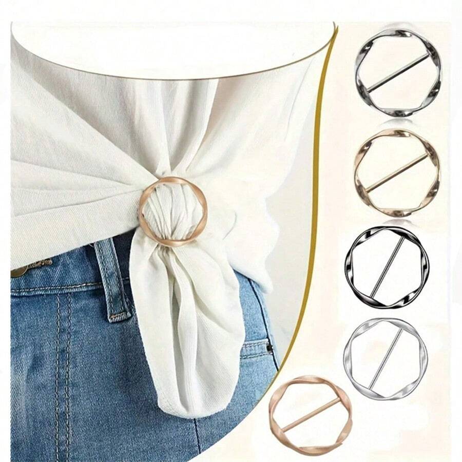 Juego de 5 piezas de hebillas de aleación multifuncionales - Versátil, Versátil, Longitud Ajustable, Diseño de Nudo en la Esquina, Hebilla de Cinturón, Hebilla de Camiseta, Estilo Casual de Cultura Pop, Regreso a la Escuela, Esencial para el Dormitorio