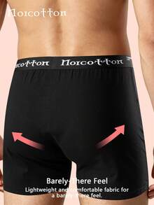 Norcotton 男士寬鬆版型純棉平口內褲 2入組居家短褲 - 黑色 - 查看 2