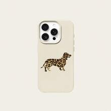 1pc TPU Material Luxury Leopard Print Dachshund Puppy Pattern Phone Case Compatible With IPhone 17 Pro Max/17/16 Pro Max/15/13/12/11/ S20 FE/A15/S24/A55/ Note 11/Note 12/Note 13 Pro Full Coverage Shockproof Soft Shell Protective Cover - White - View 6