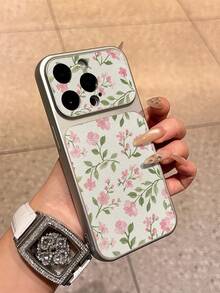 Fashionable Luxury Pink Floral Pattern Shockproof Full Coverage Phone Case, New Spring Floral Pattern Shockproof Phone Case, Instantly Transform 17promax Leather Texture Phone Case, Compatible With Apple 17/17 Pro Max/16 Pro Max/15 Pro Max/17 Pro/11 12 13 14 15 16/12/12 Pro/14 Pro Max/13 Pro Max/16 Pro, Spring Birthday Gift - Beige - View 2