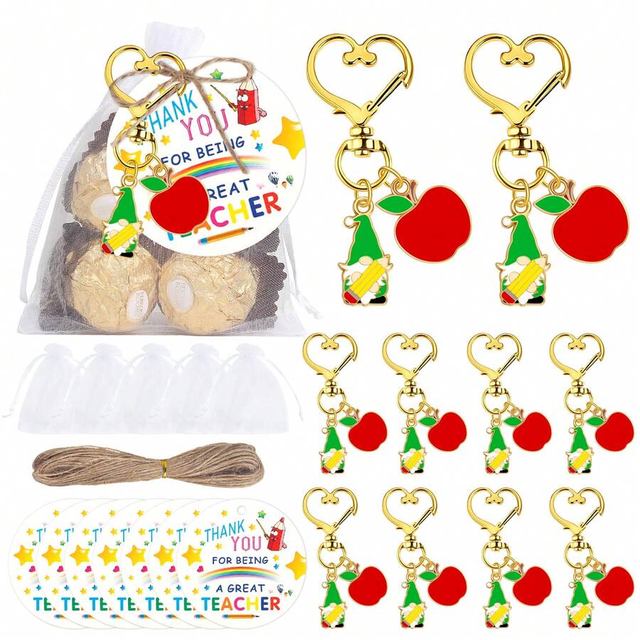 24pcs Metal Keychain Bag Charm, Teacher's Day Gift, Graduation Favor, Back To School Gift - Multicolor - View 1