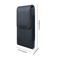 Vertical Phone Waist Pouch With Belt Loop, Men's Lychee Grain Leather Waist Bag, Waist Belt Pouch For Elderly - Black - View 6