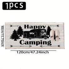 1pc Camping Simple Pattern Print Faux Cashmere Surface TPR Bottom Door Mat, Bathroom Mat, Kitchen Mat, Laundry Room Mat, Holiday Atmosphere Decoration, Home Decor, Party Decoration, Wedding Decoration, Dining & Kitchen Decoration - Multicolor - View 12