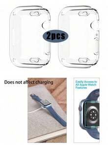 2pcs/Pack Transparent Tpu Full Coverage Watch Case & Screen Protector Compatible With Apple Watch Series 7 (38mm/40mm/41mm/42mm/44mm/45mm) - Multicolor - View 5