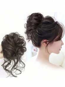 Elegante moño desordenado rizado – Moño de rosquilla voluminizador sintético, accesorio de cabello con clip natural y esponjoso para volumen y peinado instantáneo - Multicolor - Ver 2