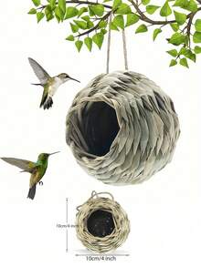1 buah Kotak Sarang Burung Kolibri Buatan Tangan - Tambahkan Dekorasi Luar Ruangan yang Memukau ke Taman Anda, Desain Ramah Burung Buatan Tangan - A - View 7