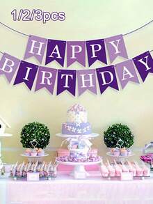 1/2/3pcs Suitable For -Themed Birthday Banners - Elegant Purple Paper Party Decorations With Numbered/Numbered For ' Rooms, Showers, Multi-Holiday Party - Garland & Ribbon Compatible ,Reusable Party Background - Multicolor - View 1