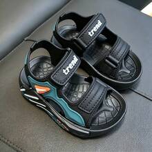 Sandalias abiertas de niña con lazo de strass, sandalias transpirables para playa y vacaciones - Negro - Ver 5